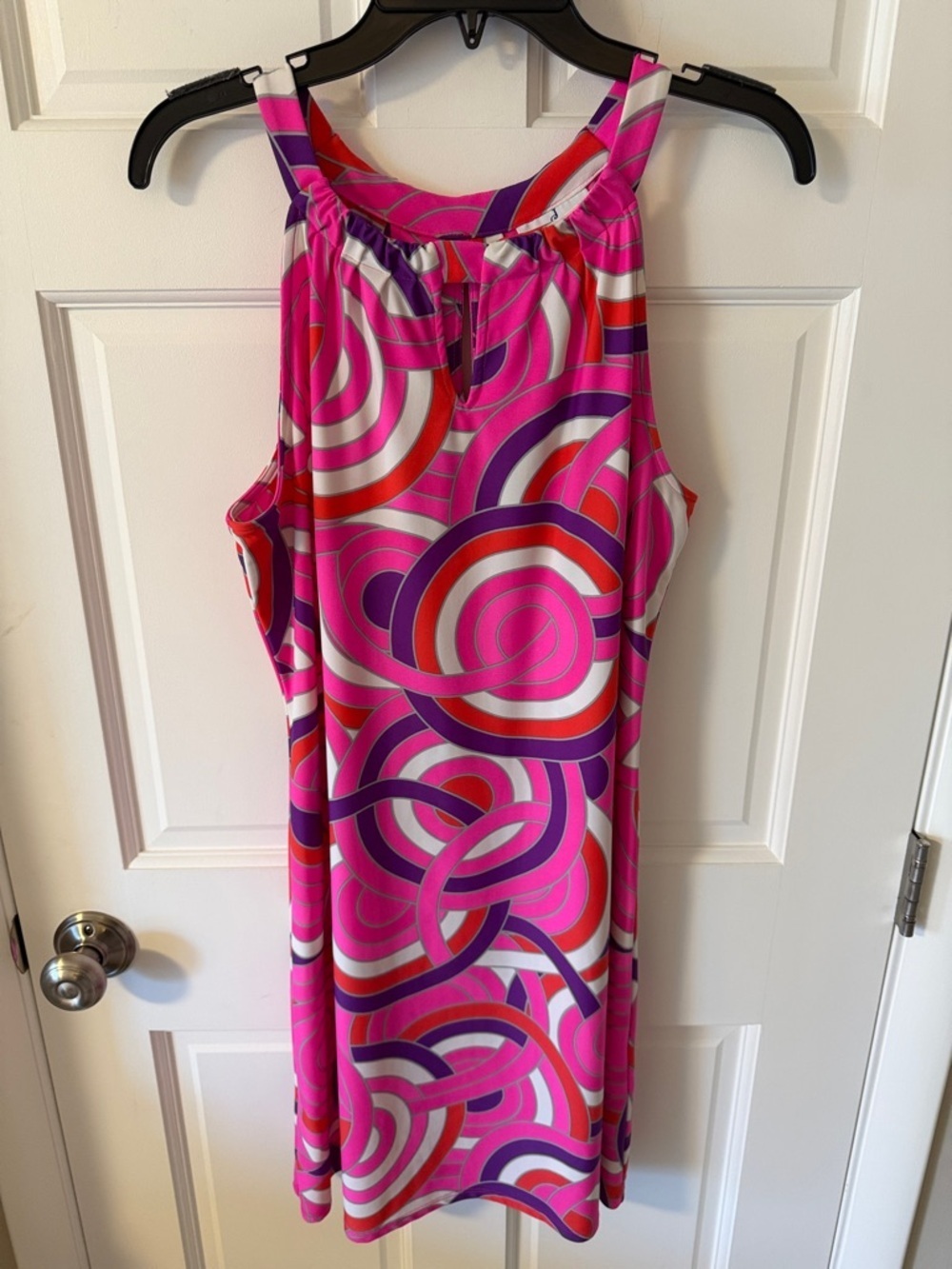 Jude Connally Sleeveless Swirl Print
Shift Dress Pink/Purple Made in USA Medium